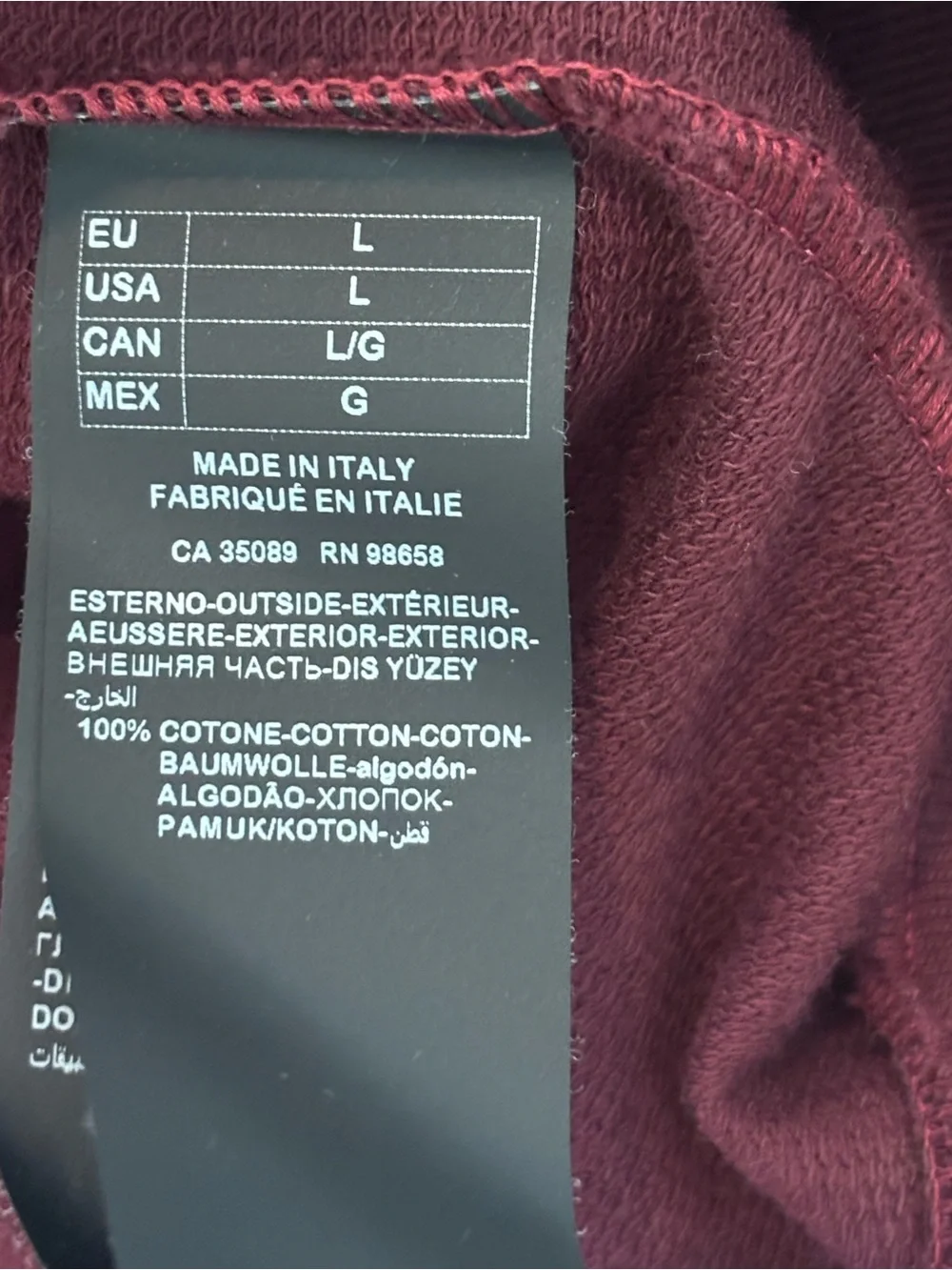 Paul & Shark Yachting Maroon Cotton Crewneck men's sweatshirt size Large Italy